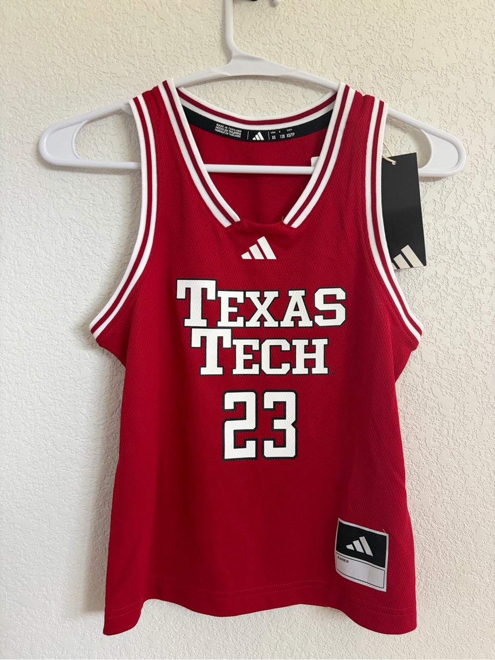 🏀 NWT adidas Texas Tech Red Raiders #23 Basketball Jersey Youth XS 7/8